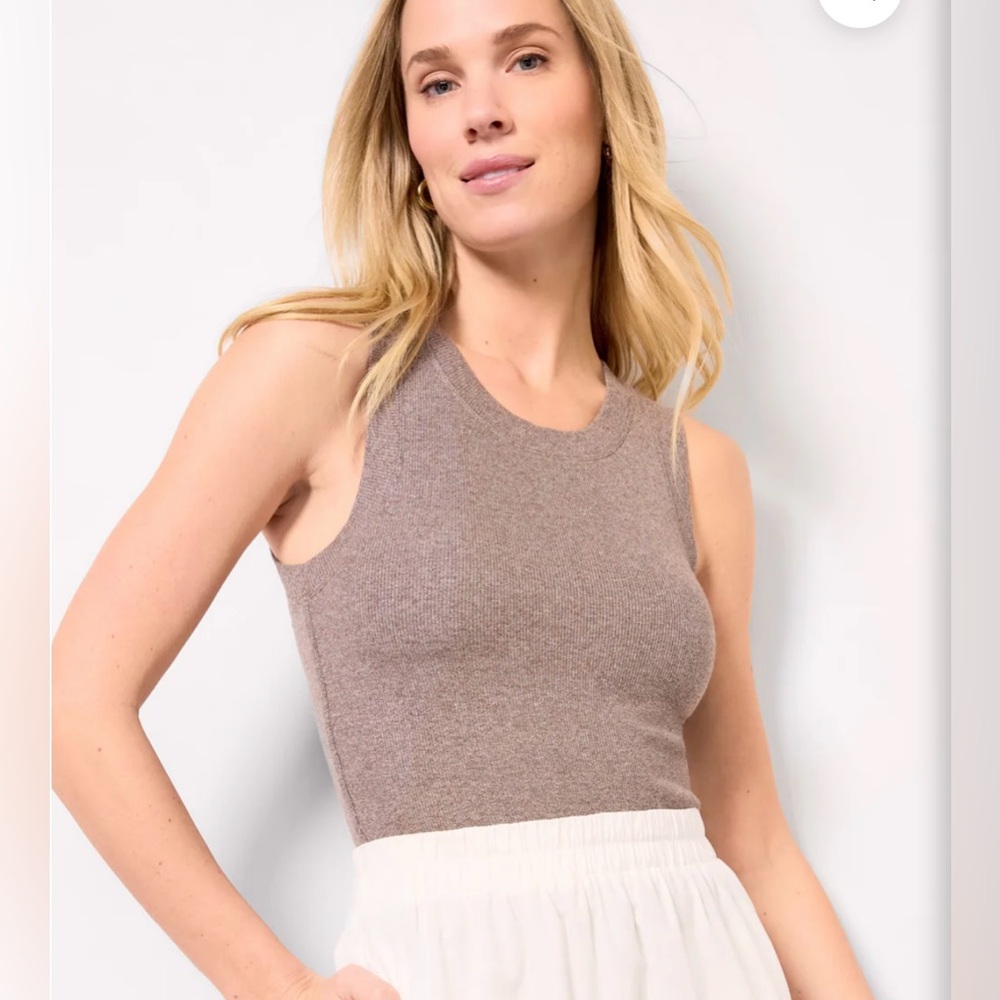 LNA Knit Cocoa Tank Top with Crew Neck